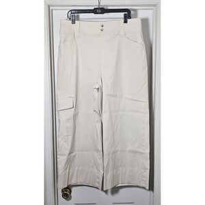 Spanx High Waist Cream Twill Cargo Wide Leg Crop Pants‎ Size 1X